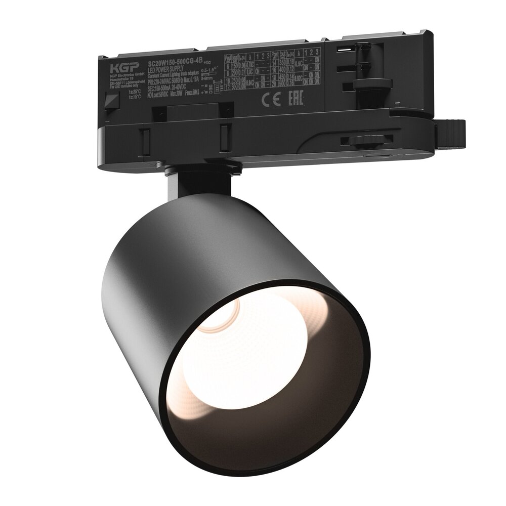 Spectrum 3-faset LED-skinnespot Artemida Max - 3000K - 12-42W DIP Switch kan dæmpes - 100x96 - Sort
