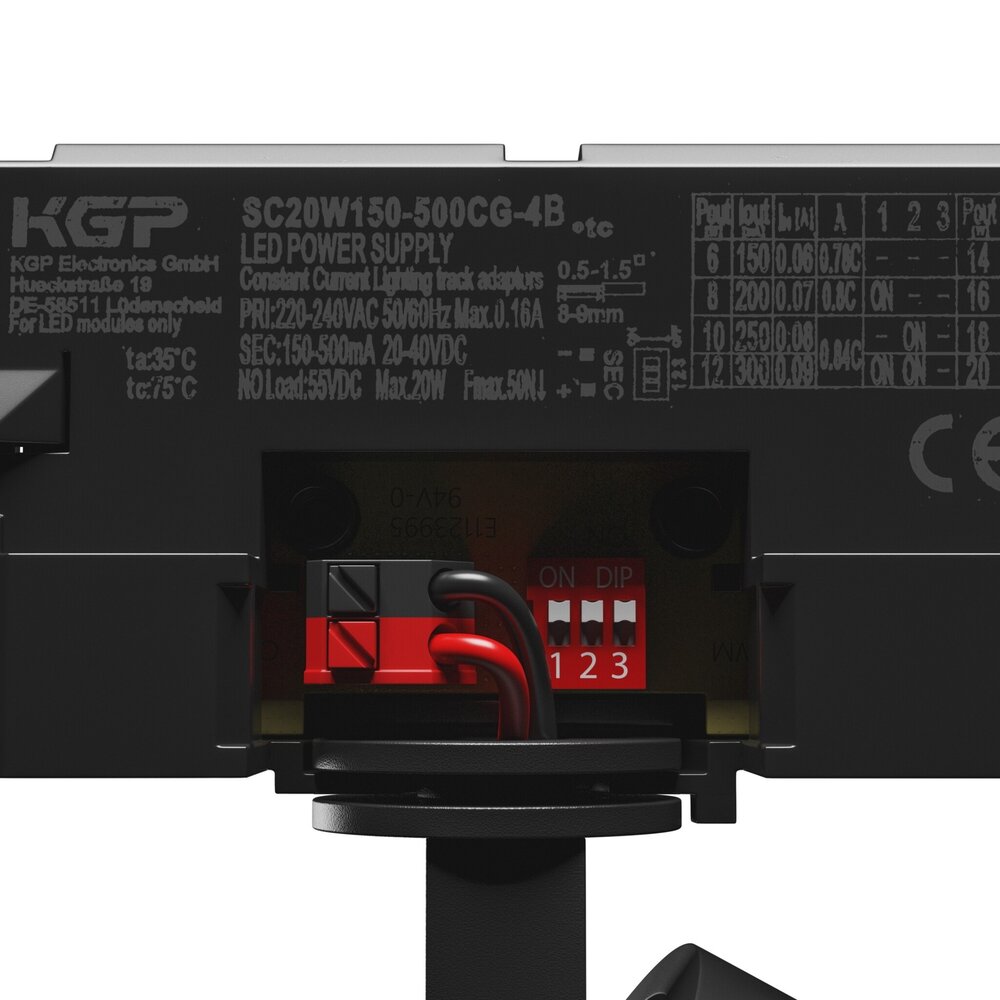 Spectrum 3-faset LED-skinnespot Artemida Max - 3000K - 12-42W DIP Switch kan dæmpes - 100x96 - Sort