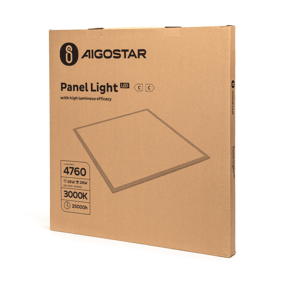 Aigostar LED Panel 60x60cm - 28W 166lm p/w - 3000K 830