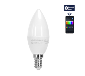 Aigostar LED-pære - Bluetooth Mesh - E14 - 6,5W - C37 - RGB+CCT Aigostar LED-pære - Bluetooth Mesh - E14 - 6,5W - C37 - RGB+CCT