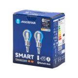 Aigostar LED-pære - Bluetooth Mesh - E14 - 4.5W - G45 - Filament - Inkl. fjernbetjening - Sæt med 2
