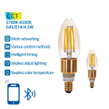 Aigostar LED-pære - Bluetooth Mesh - E14 - 4.5W - G45 - Filament - Inkl. fjernbetjening - Sæt med 2 Aigostar LED-pære - Bluetooth Mesh - E14 - 4.5W - G45 - Filament - Inkl. fjernbetjening - Sæt med 2