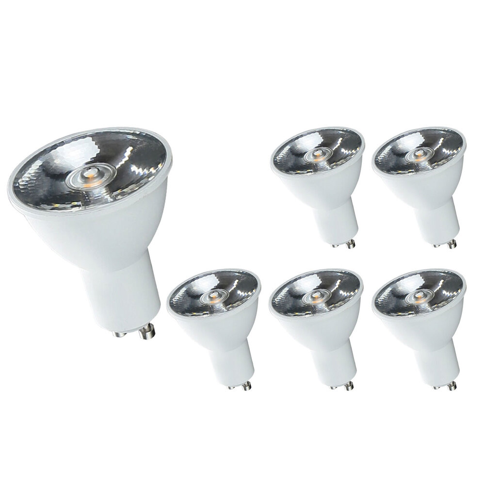 LCB Multipakke 6 stk - LED spot GU10 - 6W erstatter 40W - 6000K kold hvid - 10° lysfordeling