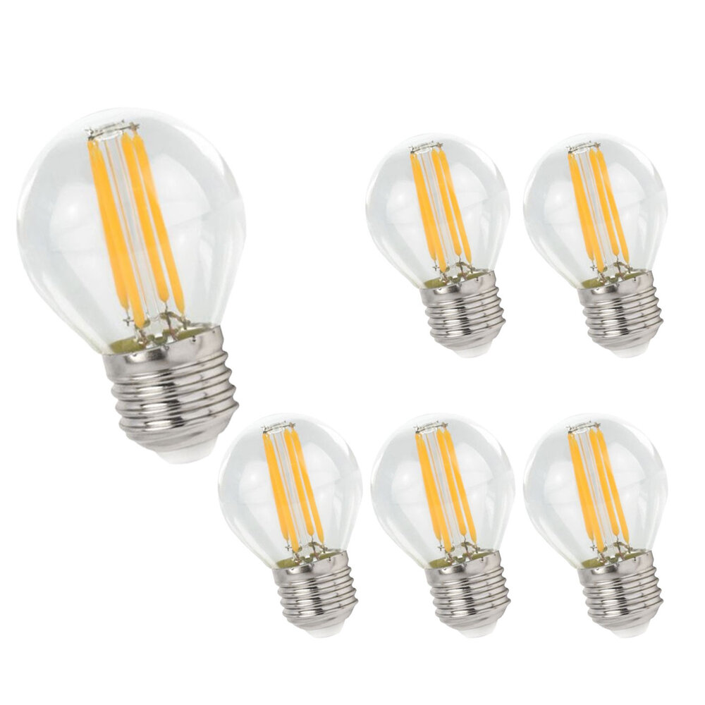 LCB Multipakke 6 styk - LED lampe G45 - E27 fitting - 4W filament - 2700K varmt hvidt lys LCB Multipakke 6 styk - LED lampe G45 - E27 fitting - 4W filament - 2700K varmt hvidt lys