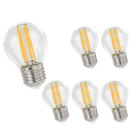 LCB Multipakke 6 styk - LED lampe G45 - E27 fitting - 4W filament - 2700K varmt hvidt lys LCB Multipakke 6 styk - LED lampe G45 - E27 fitting - 4W filament - 2700K varmt hvidt lys