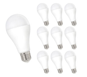 LCB Multipakke 10 styk - LED lampe - E27 armatur - 10W erstatter 63W - 4000k neutralt hvidt lys