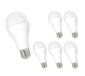 LCB Multipakke 6 styk - LED lampe - E27 armatur - 10W erstatter 63W - 4000k neutralt hvidt lys