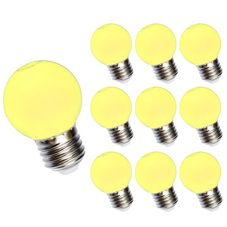 LCB Multipakke 10 stk - LED lampe E27 - G45 1W Gult lys LCB Multipakke 10 stk - LED lampe E27 - G45 1W Gult lys