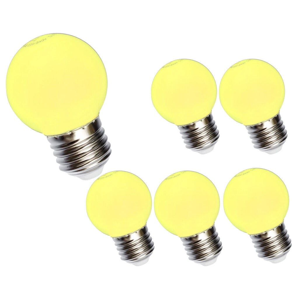 LCB Multipakke 6 stk - LED lampe E27 - G45 1W Gult lys LCB Multipakke 6 stk - LED lampe E27 - G45 1W Gult lys