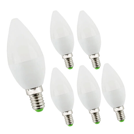 LCB Multipakke 6 stk - LED-lampe E14 - C37 6W erstatter 40-60W - 3000K varmt hvidt lys LCB Multipakke 6 stk - LED-lampe E14 - C37 6W erstatter 40-60W - 3000K varmt hvidt lys