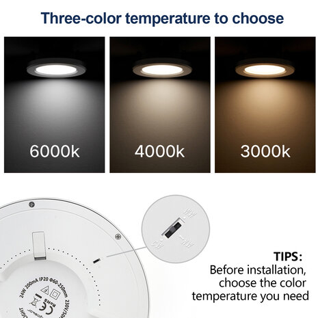 Aigostar LED indbygningsspot/loftlampe 24W - 2 i 1 - Justerbar 60-250mm - CCT 3000k-6500K Aigostar LED indbygningsspot/loftlampe 24W - 2 i 1 - Justerbar 60-250mm - CCT 3000k-6500K