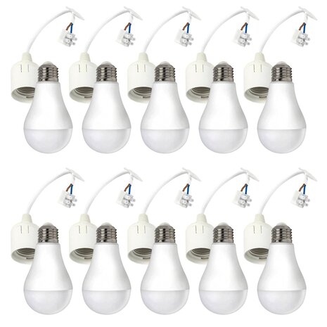profolux Fordelspakke 10 stk. E27 og ledning med samlemuffe- inkl. 10x LED pære - 10W 4000k neutralt hvidt lys profolux Fordelspakke 10 stk. E27 og ledning med samlemuffe- inkl. 10x LED pære - 10W 4000k neutralt hvidt lys