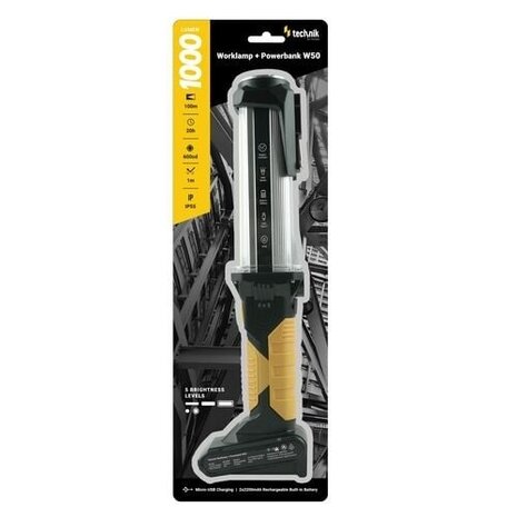 Technik Wake-up lampe W50 COB+LED + USB Type-C - 1000 lm IP54 (+2x18650 5400mAh)