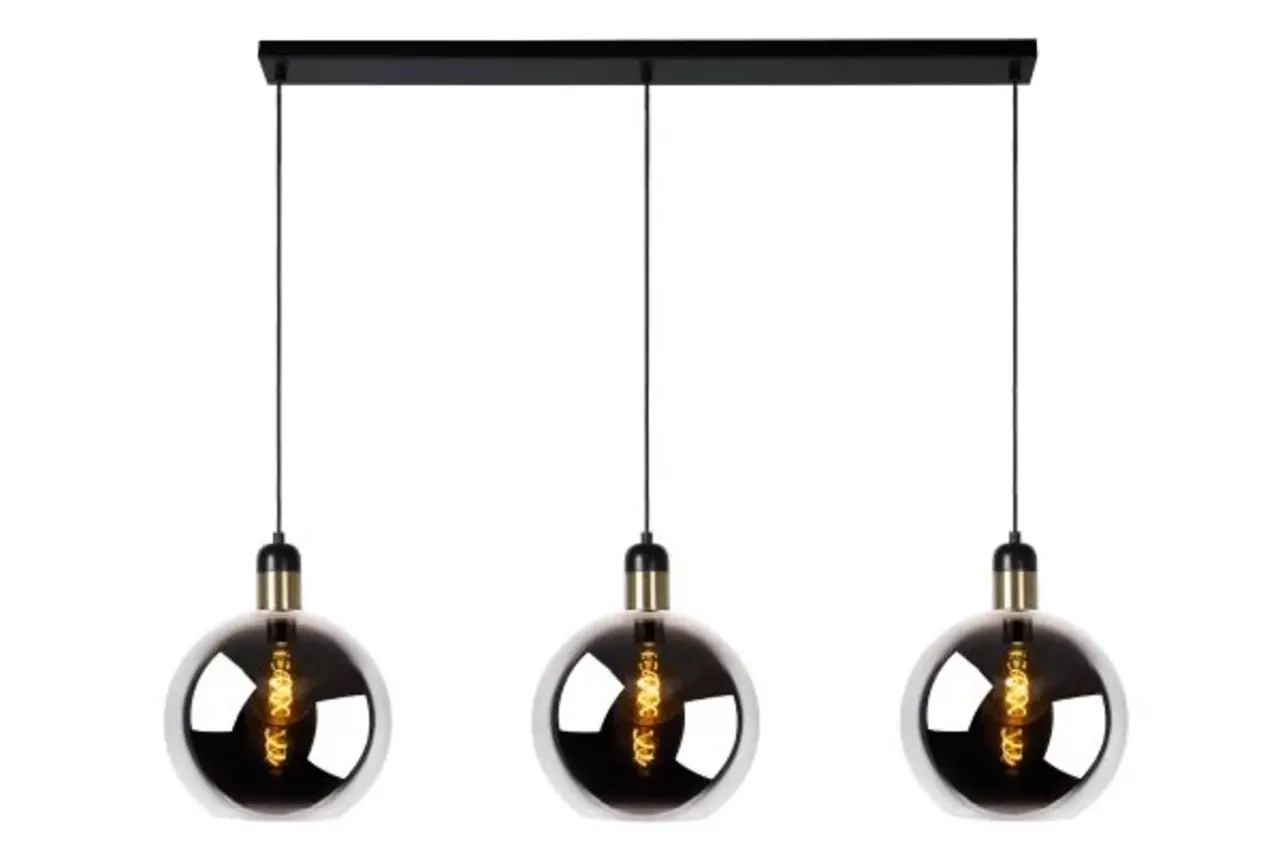 Lucide LED pendellampe JULIUS sort - 3x E27 armatur - Fumé