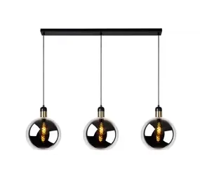 Lucide LED pendellampe JULIUS sort - 3x E27 armatur - Fumé