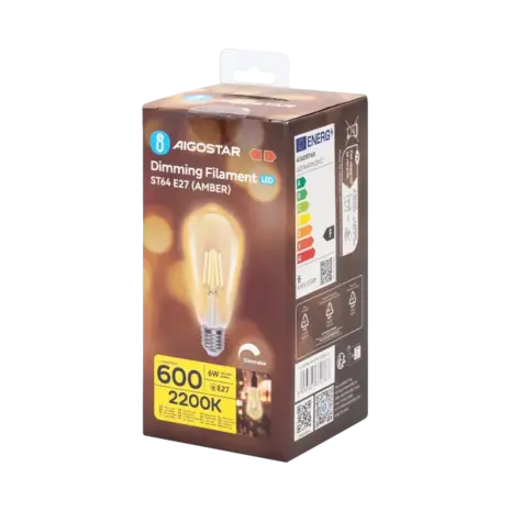 Aigostar LED spot ST64 E27 dæmpbar - 6W erstatter 60W - Valgfri Lystemperatur - filament Aigostar LED spot ST64 E27 dæmpbar - 6W erstatter 60W - Valgfri Lystemperatur - filament