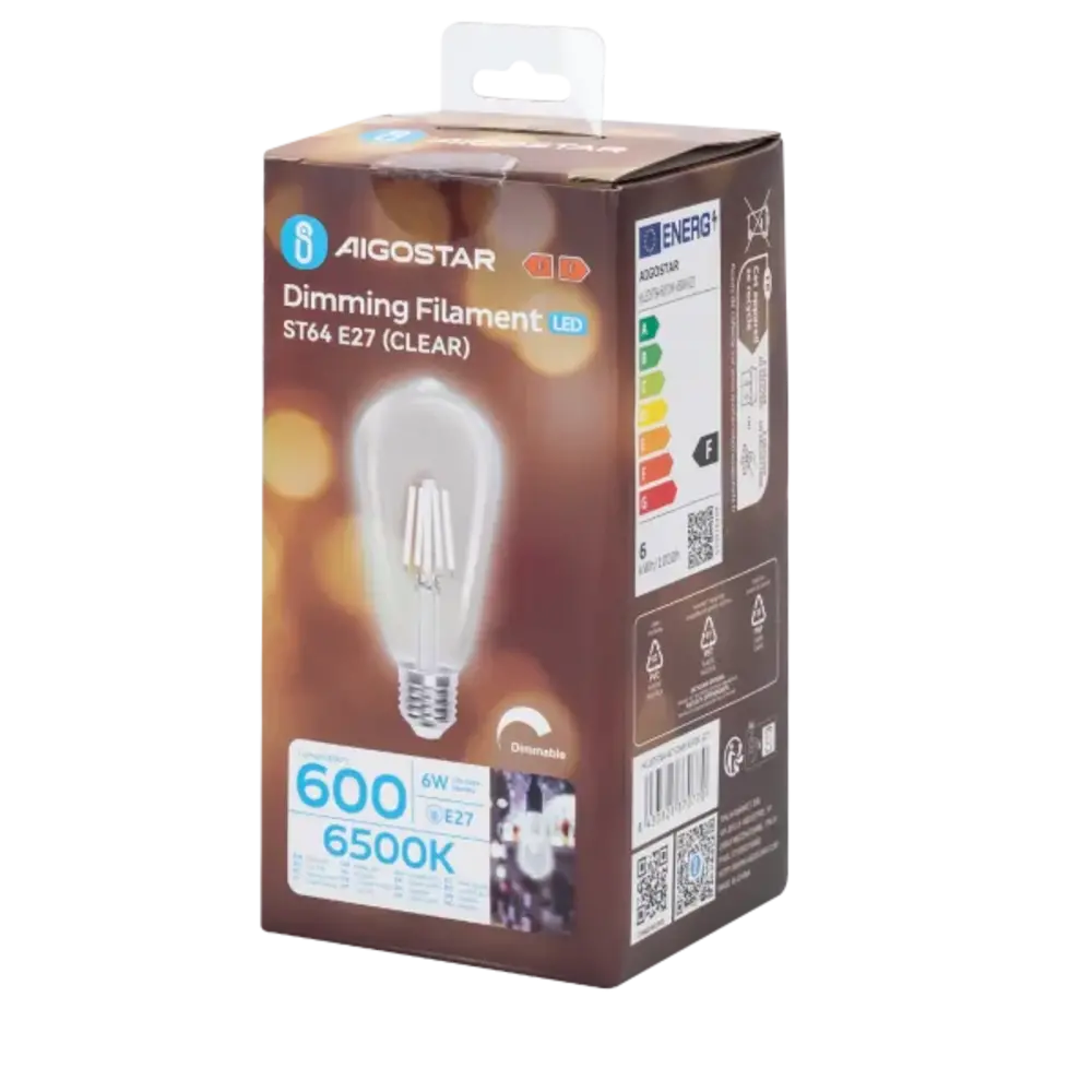 Aigostar LED spot ST64 E27 dæmpbar - 6W erstatter 60W - Valgfri Lystemperatur - filament Aigostar LED spot ST64 E27 dæmpbar - 6W erstatter 60W - Valgfri Lystemperatur - filament