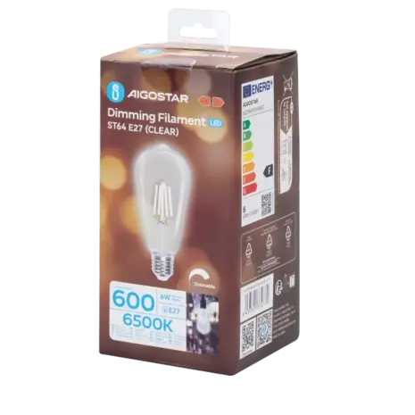 Aigostar LED spot ST64 E27 dæmpbar - 6W erstatter 60W - Valgfri Lystemperatur - filament Aigostar LED spot ST64 E27 dæmpbar - 6W erstatter 60W - Valgfri Lystemperatur - filament
