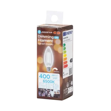 Aigostar LED spot C35 E27 dæmpbar - 4W erstatter 40W - Valgfri Lystemperatur - glødetråd Aigostar LED spot C35 E27 dæmpbar - 4W erstatter 40W - Valgfri Lystemperatur - glødetråd
