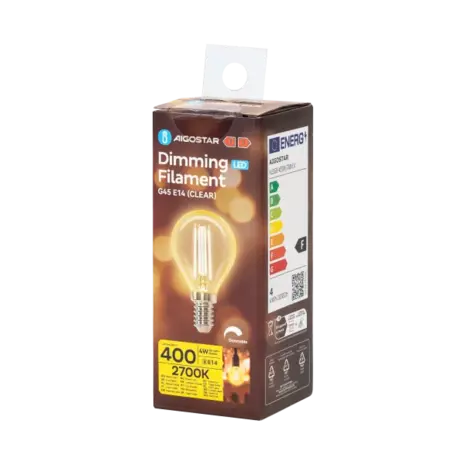 Aigostar LED spot G45 E14 dæmpbar - 4W erstatter 40W - Valgfri Lystemperatur - glødetråd Aigostar LED spot G45 E14 dæmpbar - 4W erstatter 40W - Valgfri Lystemperatur - glødetråd