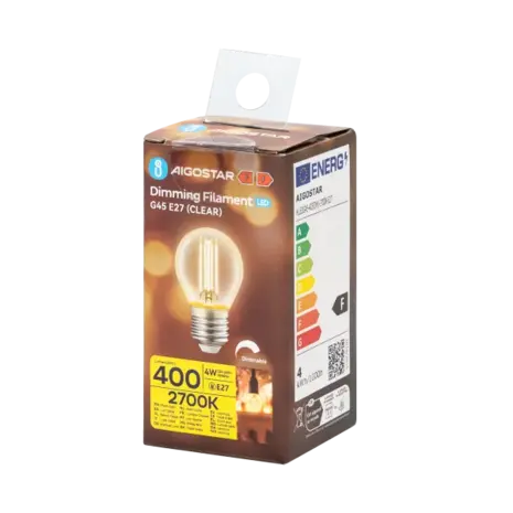 Aigostar LED spot G45 E27 dæmpbar - 4W erstatter 40W - Valgfri Lystemperatur - glødetråd Aigostar LED spot G45 E27 dæmpbar - 4W erstatter 40W - Valgfri Lystemperatur - glødetråd