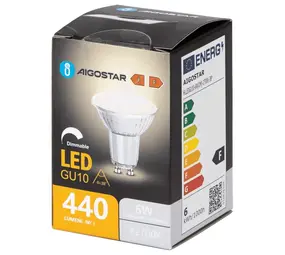 Aigostar LED spot GU10 dæmpbar - 6W erstatter 44W - Valgfri Lystemperatur - glas Aigostar LED spot GU10 dæmpbar - 6W erstatter 44W - Valgfri Lystemperatur - glas