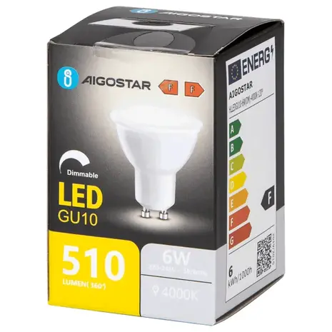 Aigostar LED spot GU10 dæmpbar - 6W erstatter 60W - Valgfri Lystemperatur