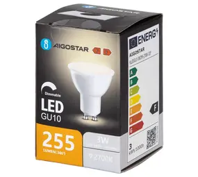 Aigostar LED spot GU10 dæmpbar - 3W erstatter 35W - Valgfri Lystemperatur Aigostar LED spot GU10 dæmpbar - 3W erstatter 35W - Valgfri Lystemperatur