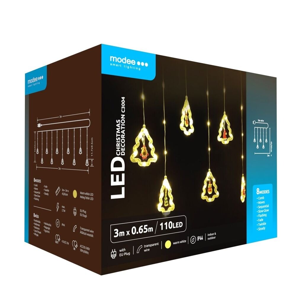 Modee Lighting LED-juledekoration - 110 LED'er - 3 meter - varm hvid - med adapter - IP44 vandtæt Modee Lighting LED-juledekoration - 110 LED'er - 3 meter - varm hvid - med adapter - IP44 vandtæt