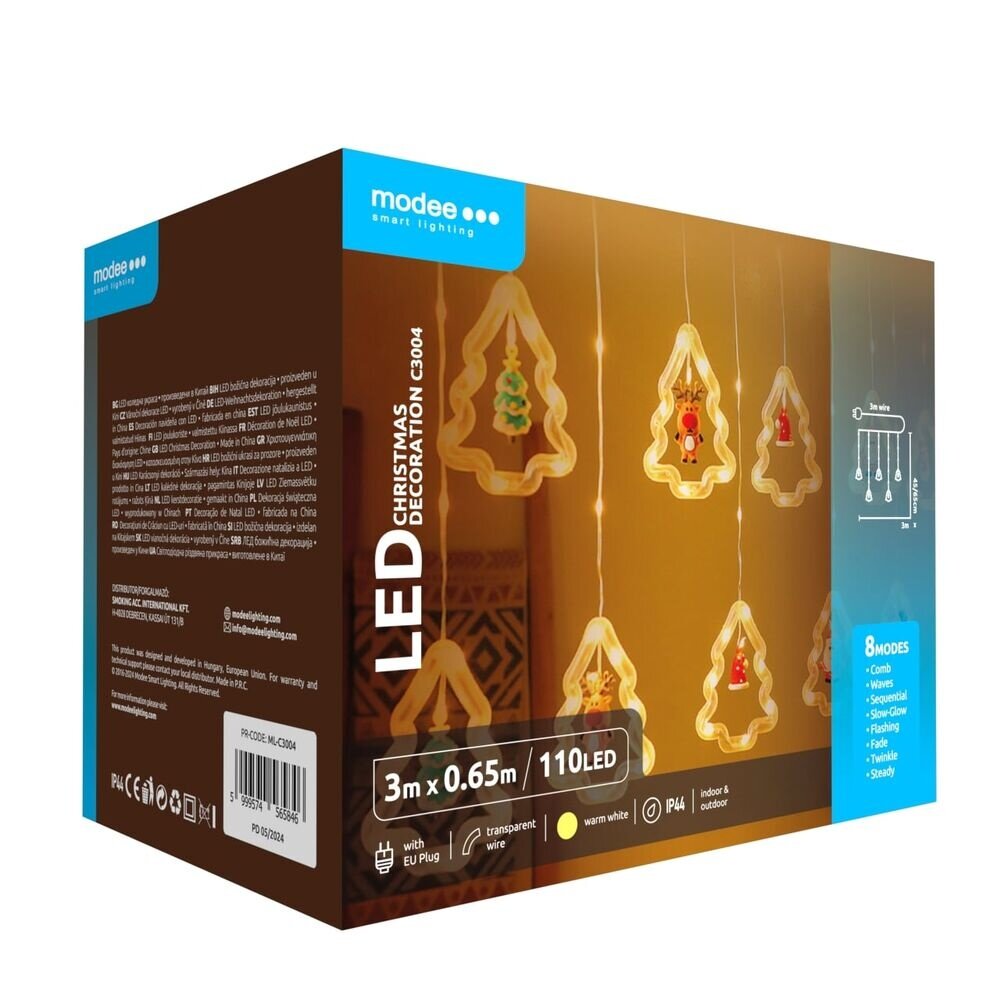 Modee Lighting LED-juledekoration - 110 LED'er - 3 meter - varm hvid - med adapter - IP44 vandtæt Modee Lighting LED-juledekoration - 110 LED'er - 3 meter - varm hvid - med adapter - IP44 vandtæt