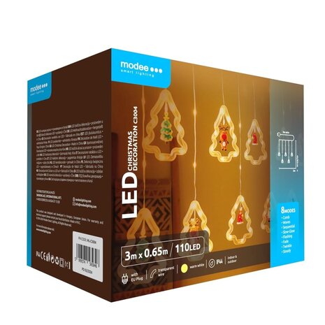 Modee Lighting LED-juledekoration - 110 LED'er - 3 meter - varm hvid - med adapter - IP44 vandtæt Modee Lighting LED-juledekoration - 110 LED'er - 3 meter - varm hvid - med adapter - IP44 vandtæt