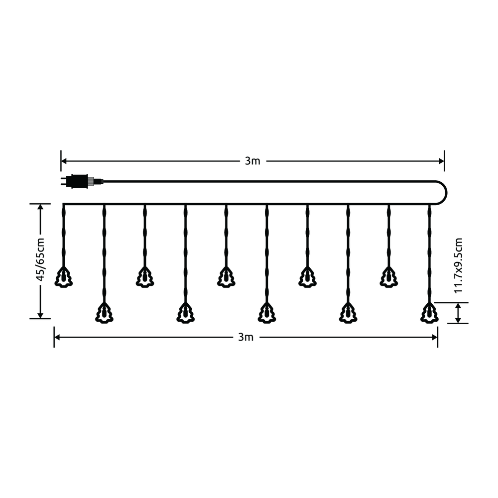 Modee Lighting LED-juledekoration - 110 LED'er - 3 meter - varm hvid - med adapter - IP44 vandtæt Modee Lighting LED-juledekoration - 110 LED'er - 3 meter - varm hvid - med adapter - IP44 vandtæt