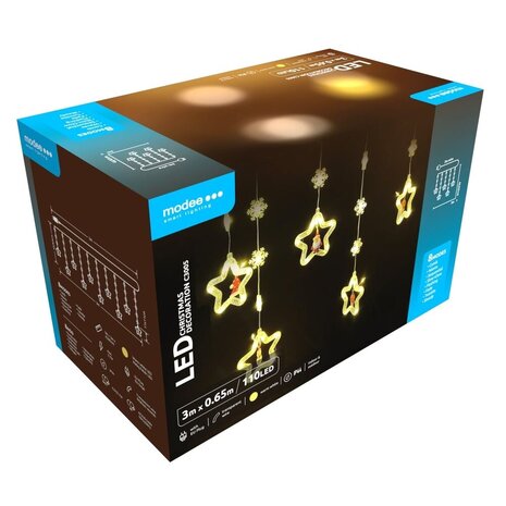 Modee Lighting LED-juledekoration - 110 LED'er - 3 meter - varm hvid - med adapter - IP44 vandtæt