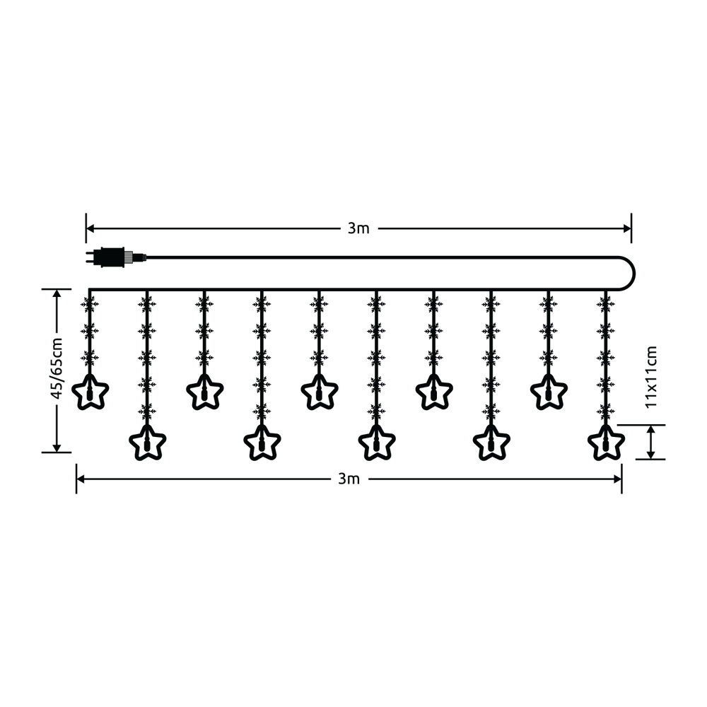 Modee Lighting LED-juledekoration - 110 LED'er - 3 meter - varm hvid - med adapter - IP44 vandtæt