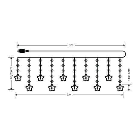 Modee Lighting LED-juledekoration - 110 LED'er - 3 meter - varm hvid - med adapter - IP44 vandtæt