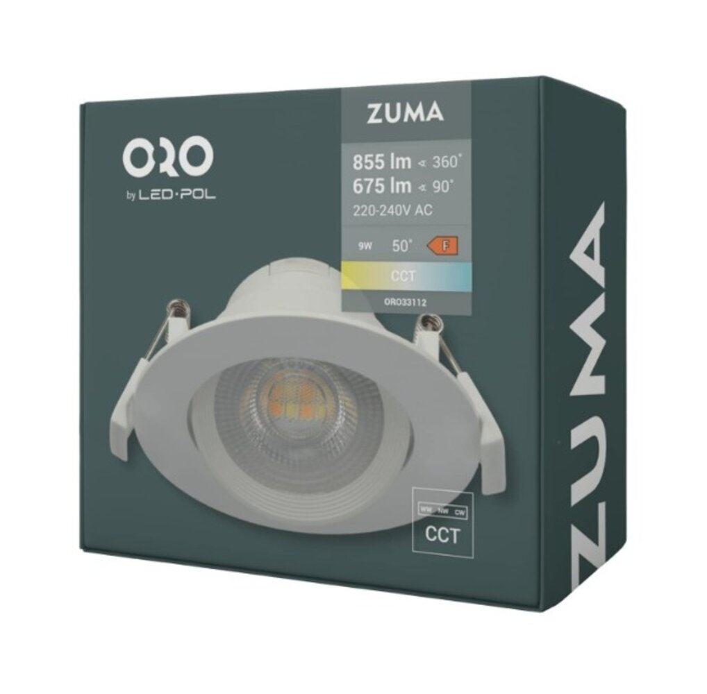 LED POL LED forsænket spot - 9W erstatter 72W - hulstørrelse ø95mm - CCT kan vippes