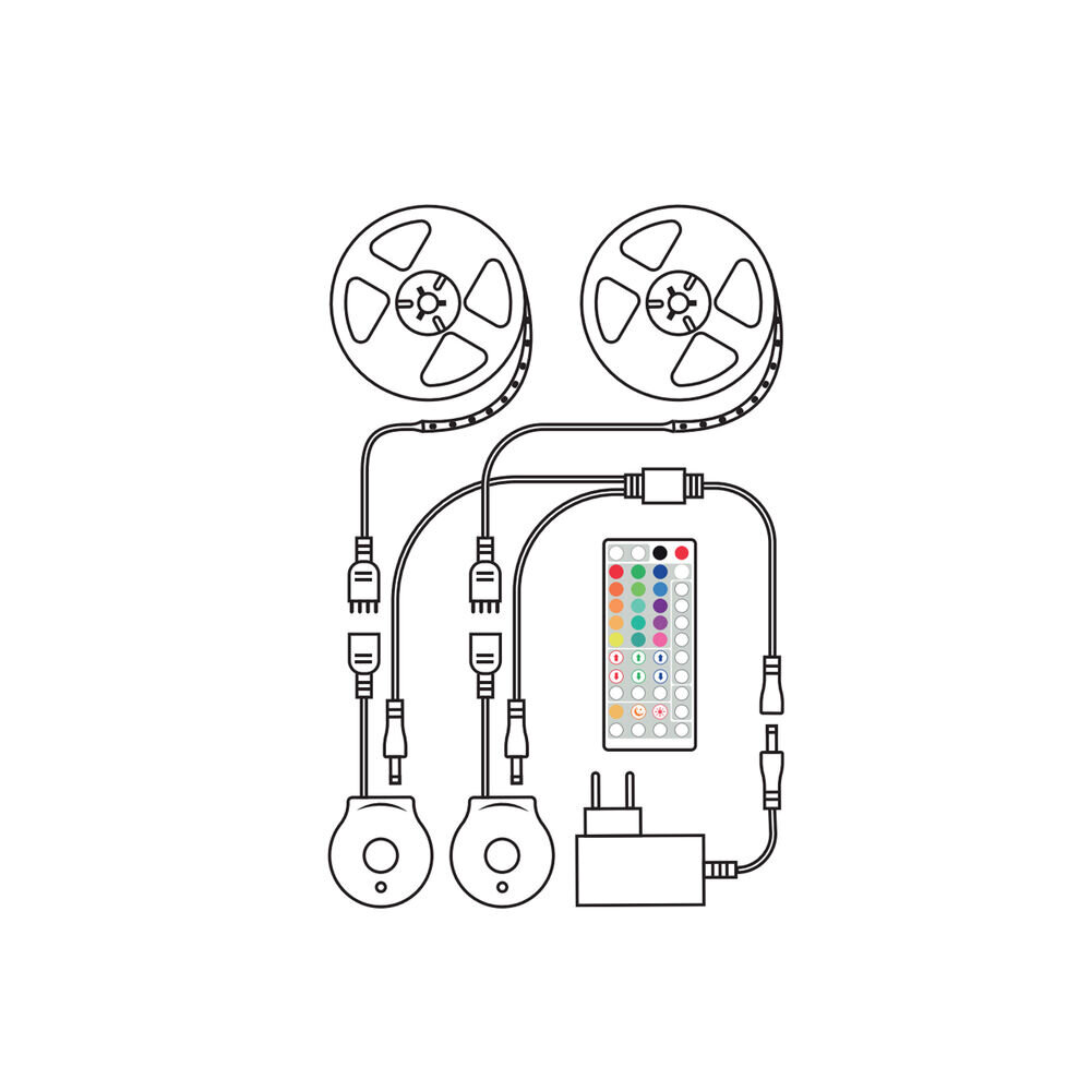 Modee LED Strip - 2x1,5m 12W - RGB+2700K - Komplet sæt - Inkl. fjernbetjening og sensor