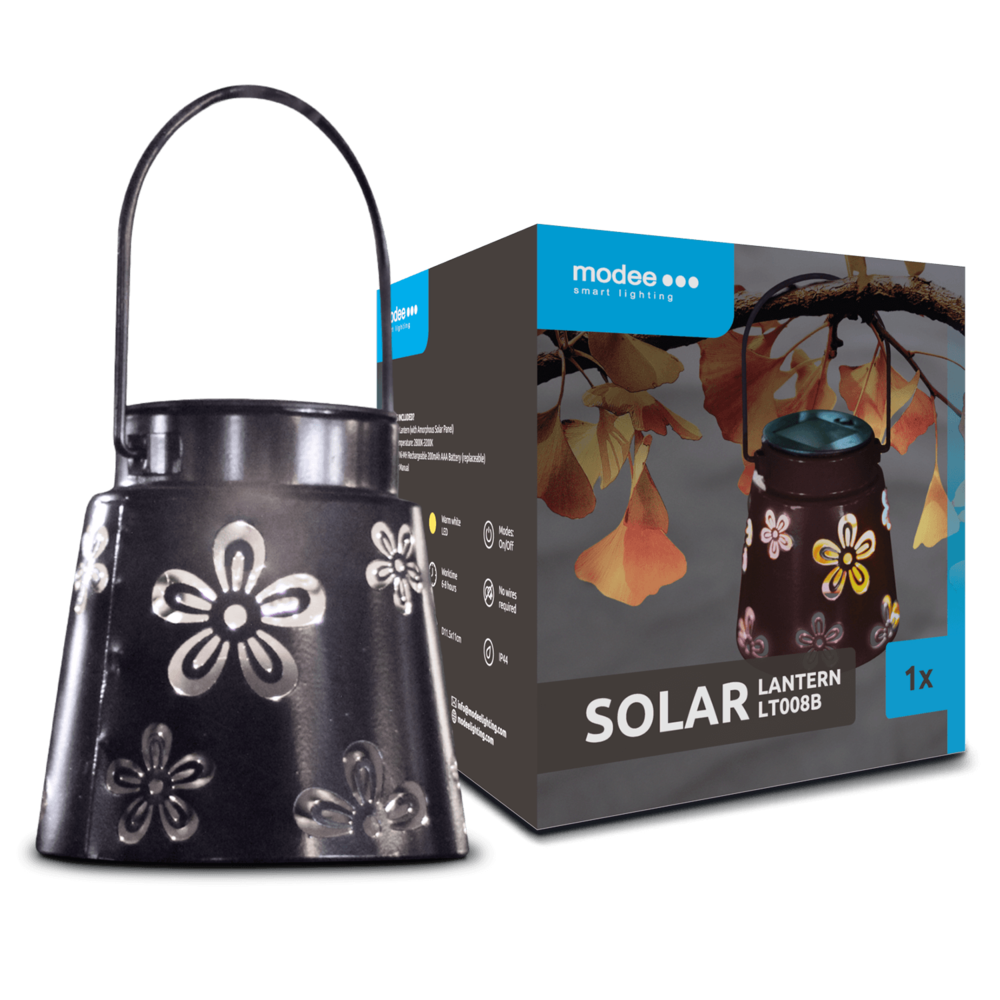 Modee LED Solcellelampe - 3000K Varm hvid - 11x11x5cm - LT008B Modee LED Solcellelampe - 3000K Varm hvid - 11x11x5cm - LT008B