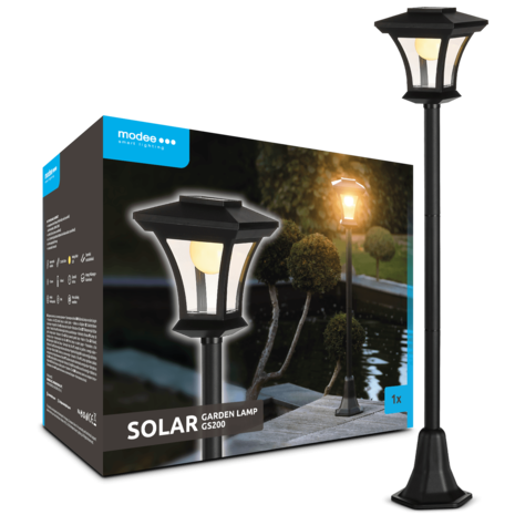Modee LED Solcellelampe Havepæl - 3000K Varm hvid - 120cm - GS200 Modee LED Solcellelampe Havepæl - 3000K Varm hvid - 120cm - GS200