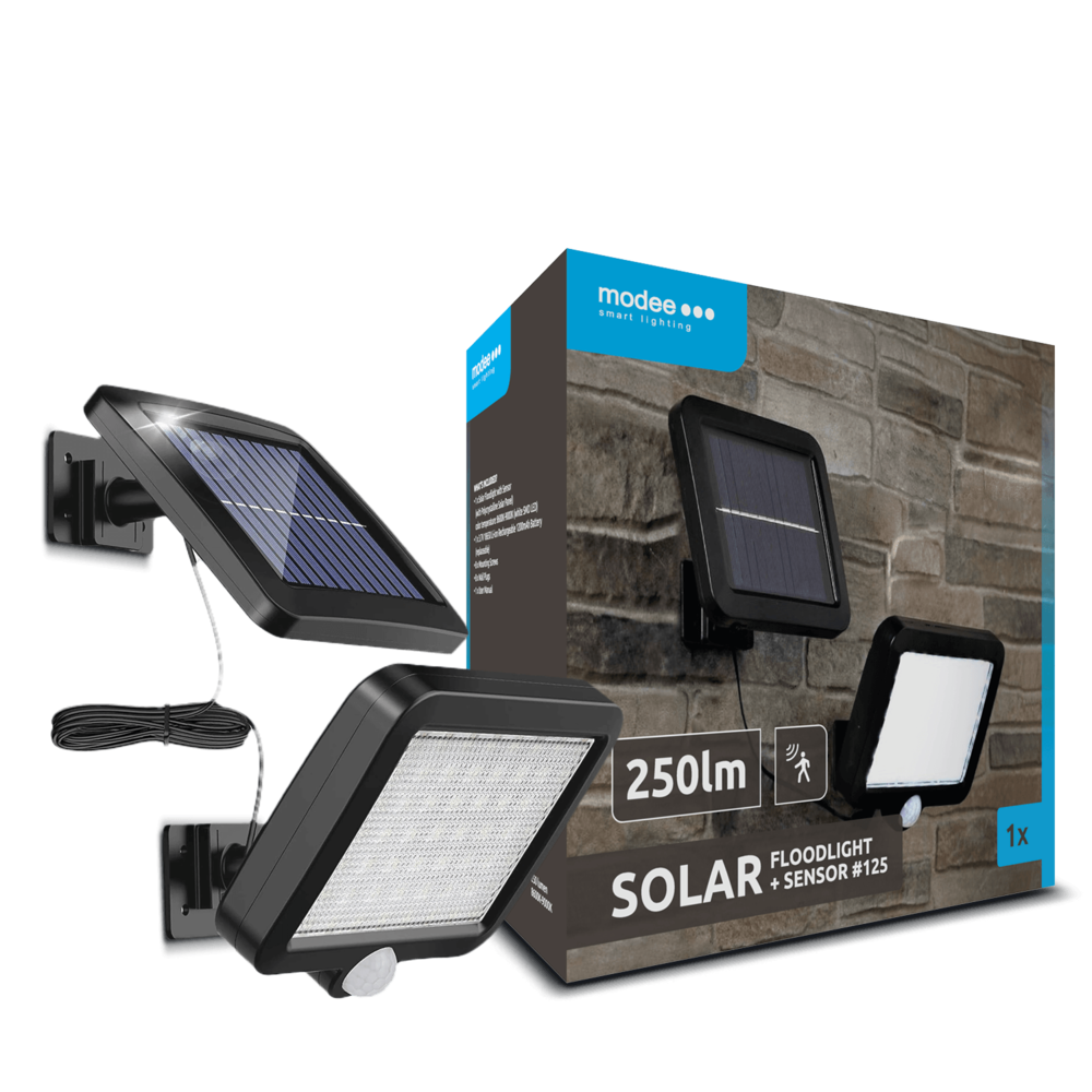 Modee LED Solcelle Væglampe med bevægelsessensor - 9000K Dagslys - 250lm - WS125 Modee LED Solcelle Væglampe med bevægelsessensor - 9000K Dagslys - 250lm - WS125