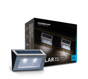Modee LED Solcelle Væglampe - 6000K Dagslys - WS108 - 2 stk. Modee LED Solcelle Væglampe - 6000K Dagslys - WS108 - 2 stk.
