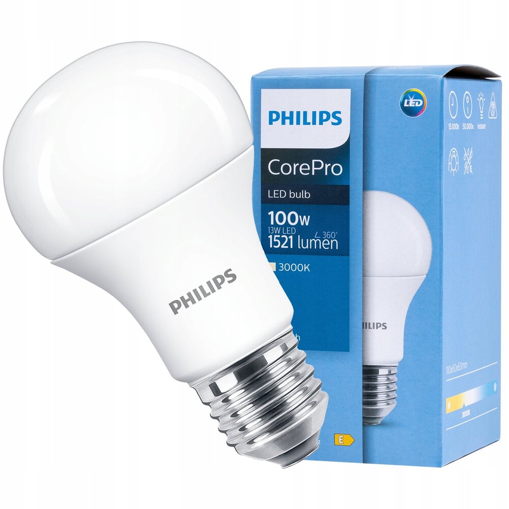 Philips Philips CorePro E27 - LED-Pære - 13W - 1521lm - 3000K Philips Philips CorePro E27 - LED-Pære - 13W - 1521lm - 3000K