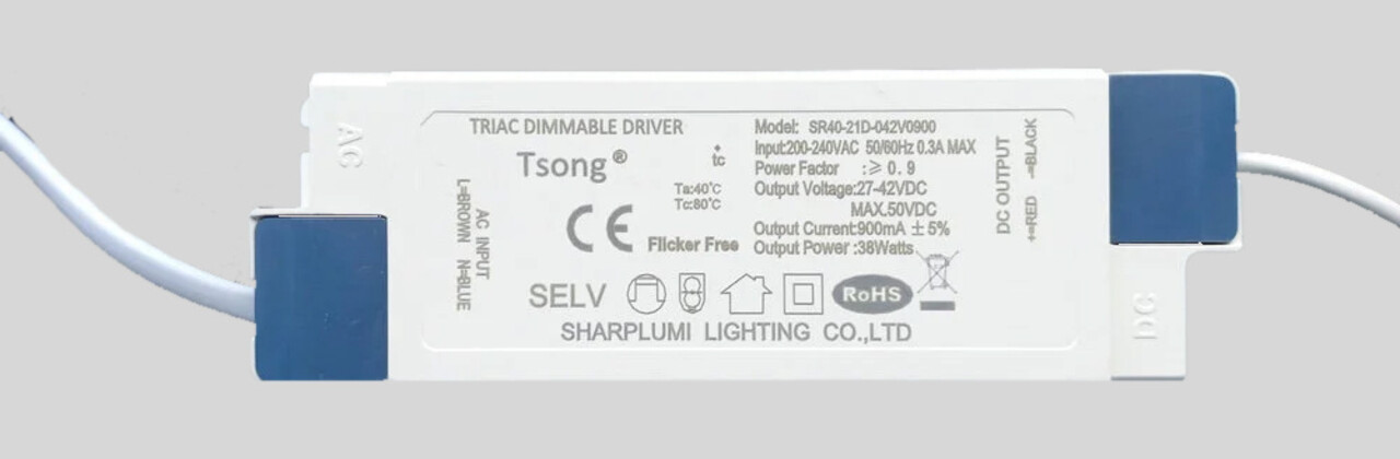 TSONG LED Driver - Flimmerfri DC27 - 40V 900mA - Til 32W og 40W LED paneler TSONG LED Driver - Flimmerfri DC27 - 40V 900mA - Til 32W og 40W LED paneler