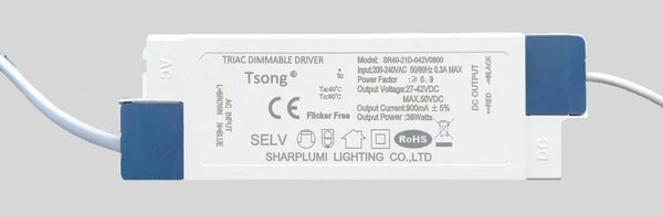 TSONG LED Driver - Flimmerfri DC27 - 40V 900mA - Til 32W og 40W LED paneler TSONG LED Driver - Flimmerfri DC27 - 40V 900mA - Til 32W og 40W LED paneler