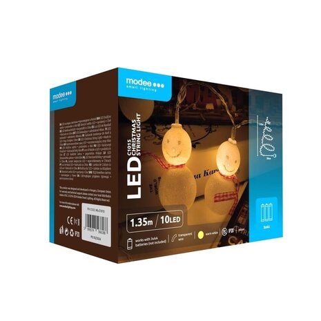 Modee Julelyskæde med Snemand - 1,35 Meter - 10 LED'er - På Batteri Modee Julelyskæde med Snemand - 1,35 Meter - 10 LED'er - På Batteri
