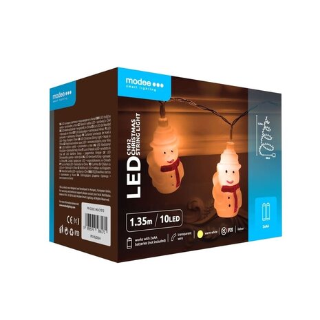 Modee Julelyskæde med Snemand - 1,35 Meter - 10 LED'er - På Batteri Modee Julelyskæde med Snemand - 1,35 Meter - 10 LED'er - På Batteri