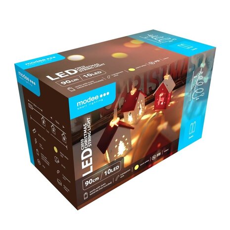 Modee Julelyskæde med Huse - 1,2 Meter - 10 LED'er - På Batteri Modee Julelyskæde med Huse - 1,2 Meter - 10 LED'er - På Batteri