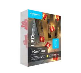 Modee Julelyskæde med Gaver - 90cm - 10 LED'er - På Batteri