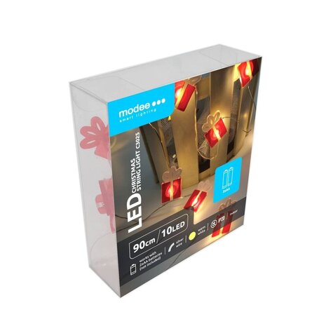 Modee Julelyskæde med Gaver - 90cm - 10 LED'er - På Batteri