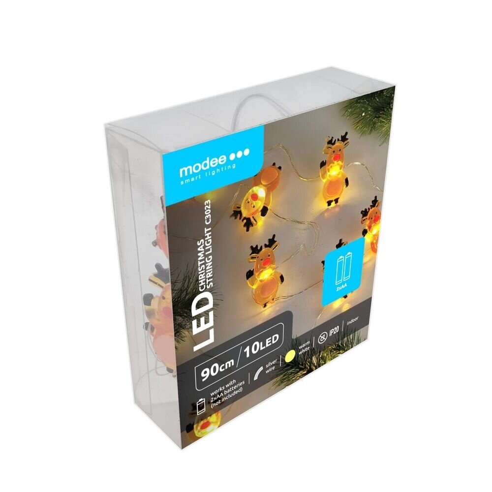 Modee Julelyskæde med Rensdyr - 1,2 Meter - 10 LED'er - På Batteri